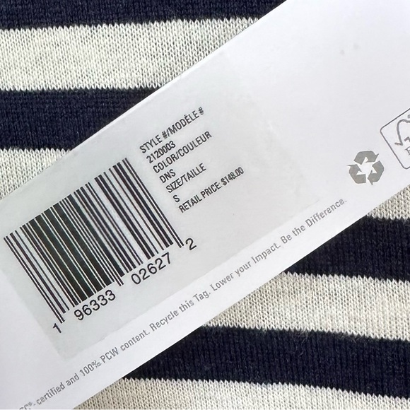 NWT Outerknown Hemp Cotton Neptune Tee Shirt Dress in Dark Navy/Salt White - Picture 5 of 6